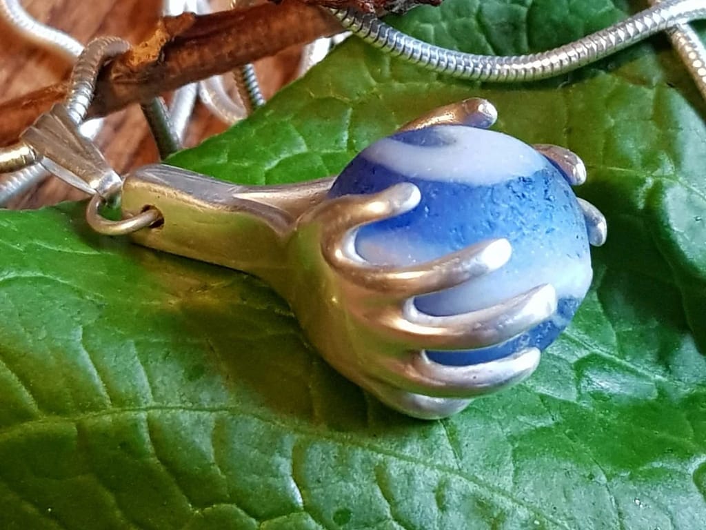 Sea Glass Blue White Pendant by Brinsley Sheridan